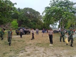 Cegah Wabah Virus Corona, Uspika Jemaja Bersama-sama Bersihkan Lingkungan Pelabuhan Letung