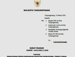 Pemko Tanjung Pinang Keluarkan SE Pencegahan Covid – 19, Ketua RT Sosialisasikan ke Warganya