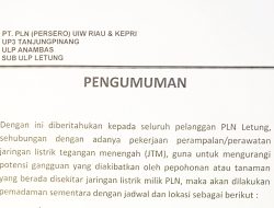 Antisipasi Gangguan JTM, SUB ULP Letung Akan Laksanakan Perampalan Rutin