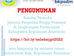 Persyaratan Open Bidding JPT Pratama, Rina : Kunjungi Website Resmi Anambas