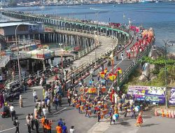 Meriah, Barisan Kafilah MTQH VIII Anambas Penuhi  Jalan SP 2.