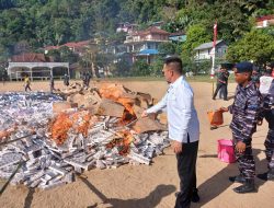 Bupati Anambas Saksikan Pemusnahan 2,5 Juta Batang Rokok Ilegal, Kerugian Negara Capai Rp3 Miliar